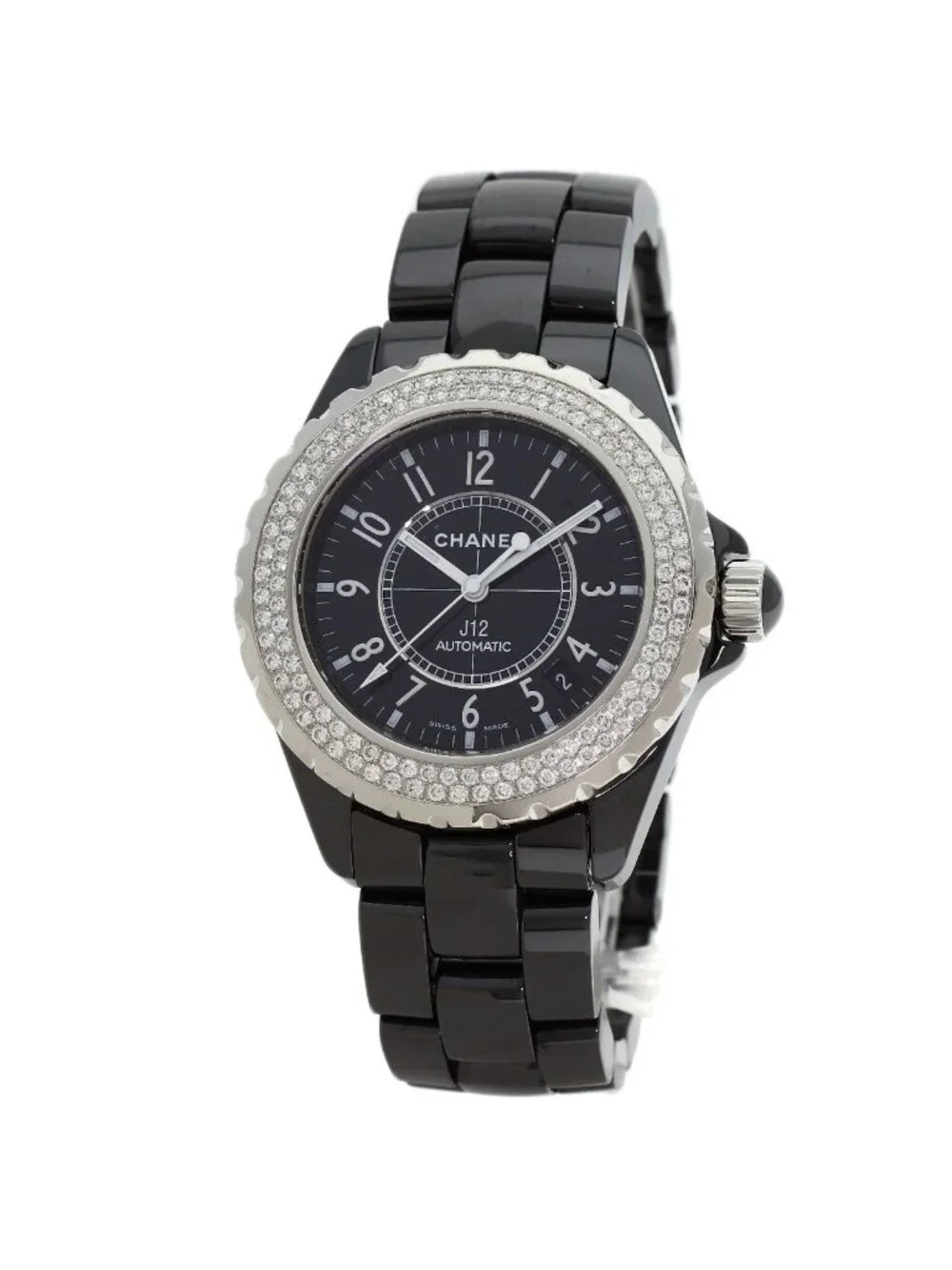 Chanel 38 2 Heavy Diamond Bezel Watch Ceramic